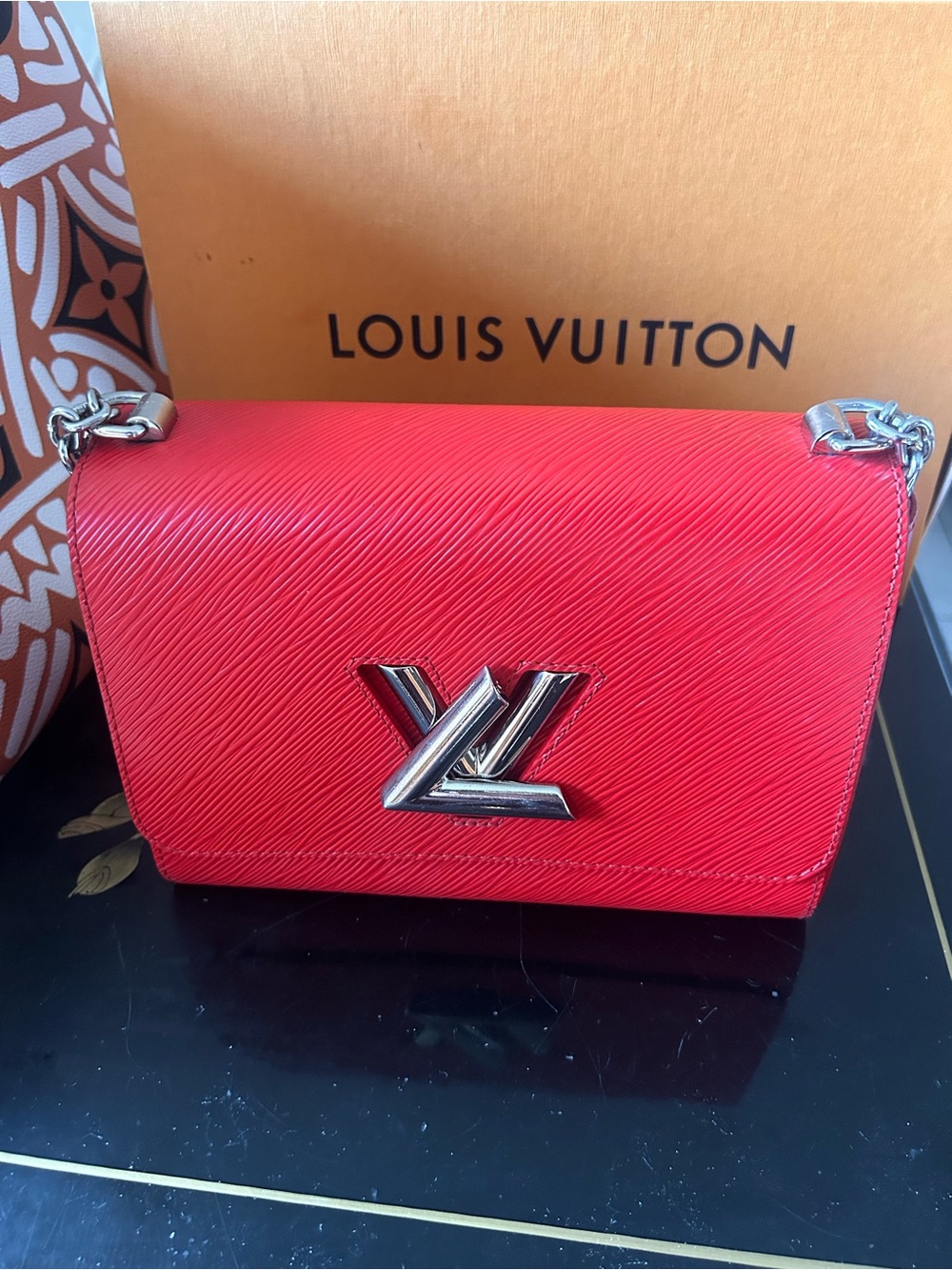 Louis Vuitton Red Epi Twist Chain Crossbody Bag